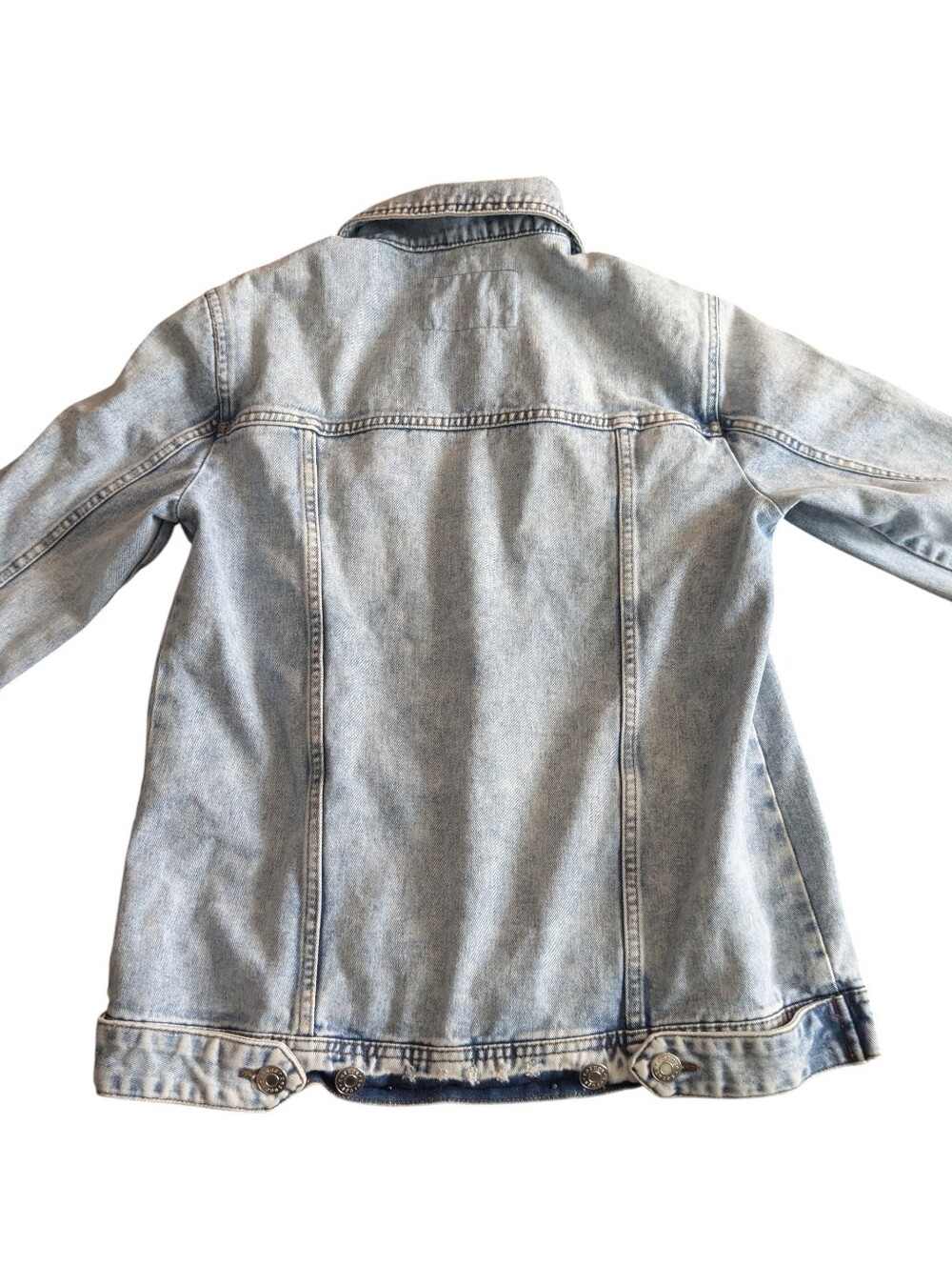 Light Wash Distressed Denim Jacket - Women's Casual Jacket - Picture 7 of 12